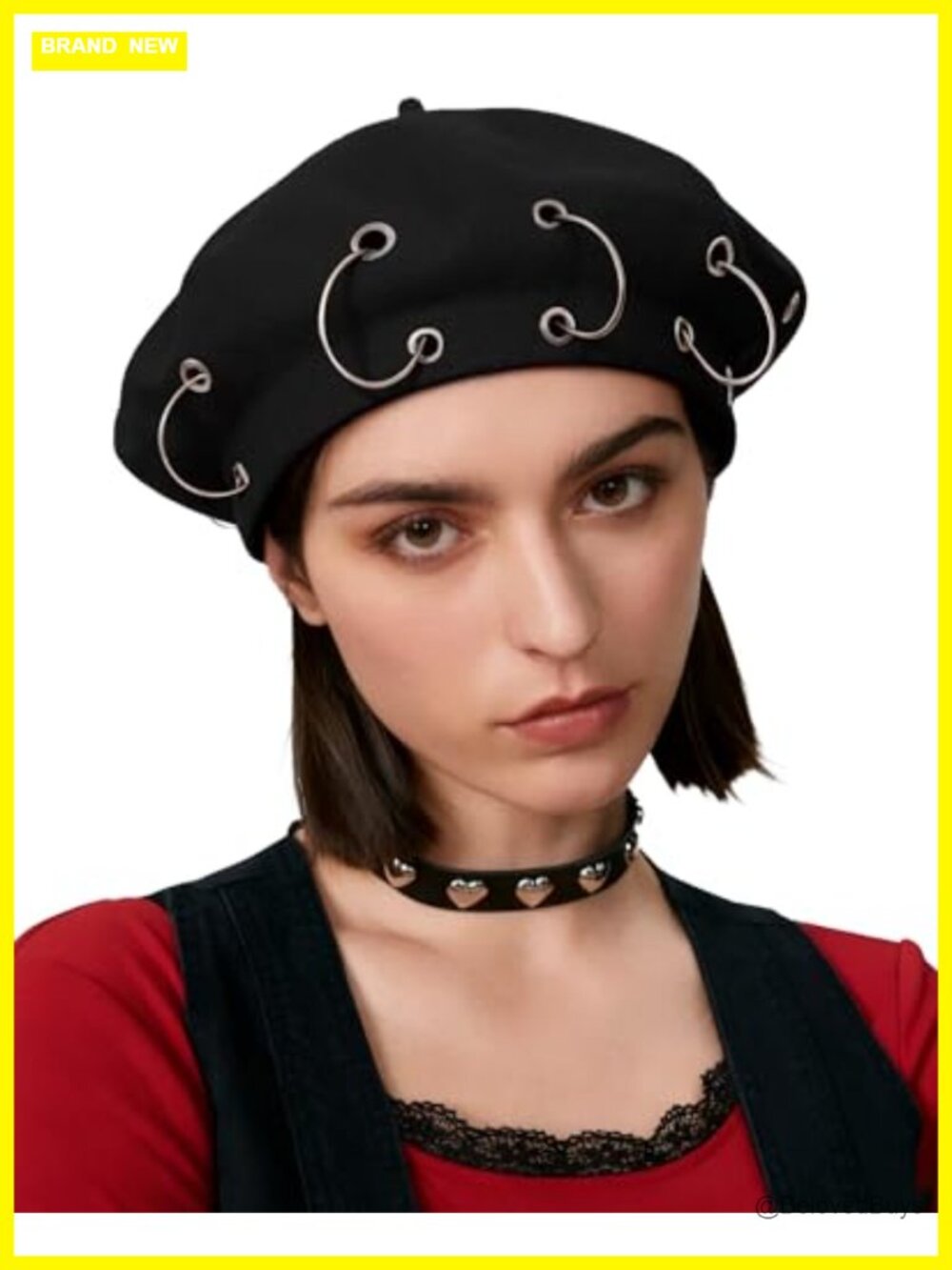 Punk Beret Hat 90% Wool Blend Goth Alt French Cap
